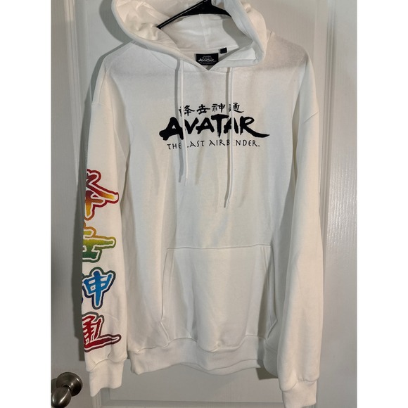 Nickelodeon Avatar The Last Airbender White Hoodie Medium Cartoon Anime Graphic - Picture 1 of 5